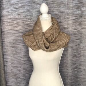LIGHT BROWN KNIT WOVEN INFINITY SCARF